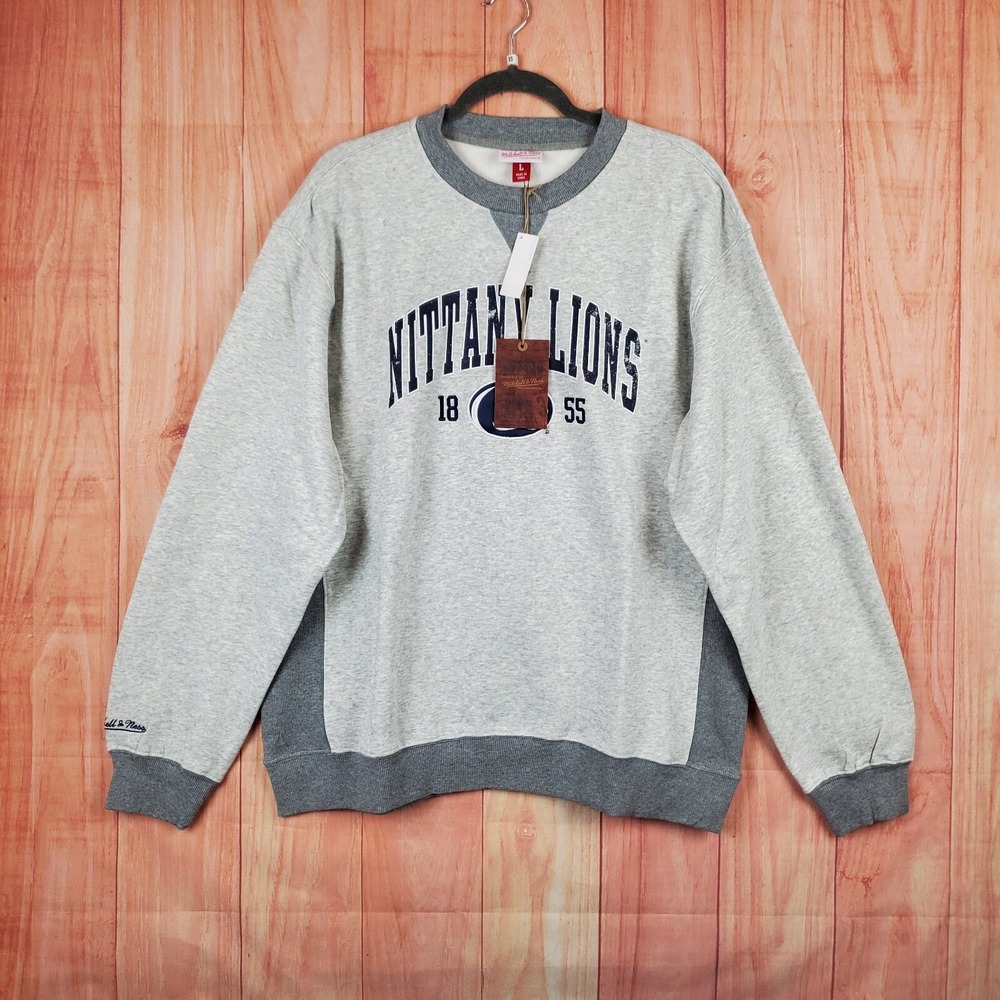 Mitchell & Ness Mens Sweatshirt Sz Large Heather Gray Penn State Nittany Lions